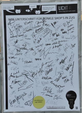 Projekt Zug Public Event Mai 2014 Gesammelte Unterschriften